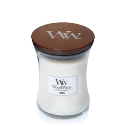 Woodwick Linen Medium Hourglass Scented Candle