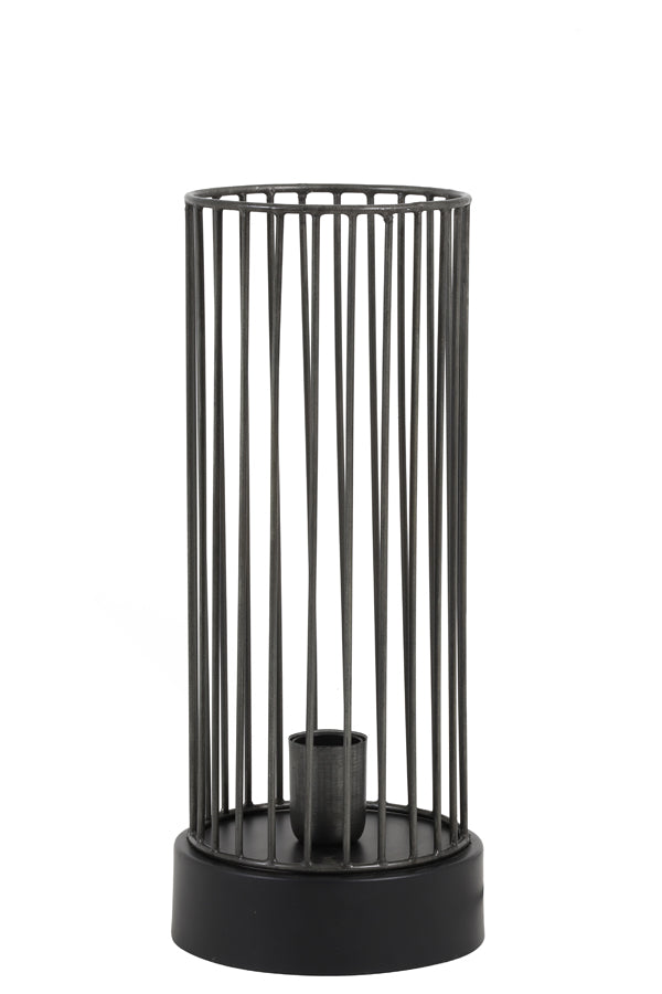 JORIM Tall Antique Table Lamp Matte Black & Zinc Grey