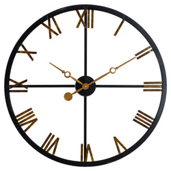 Distressed Skeleton Station Wall Clock Black & Gold