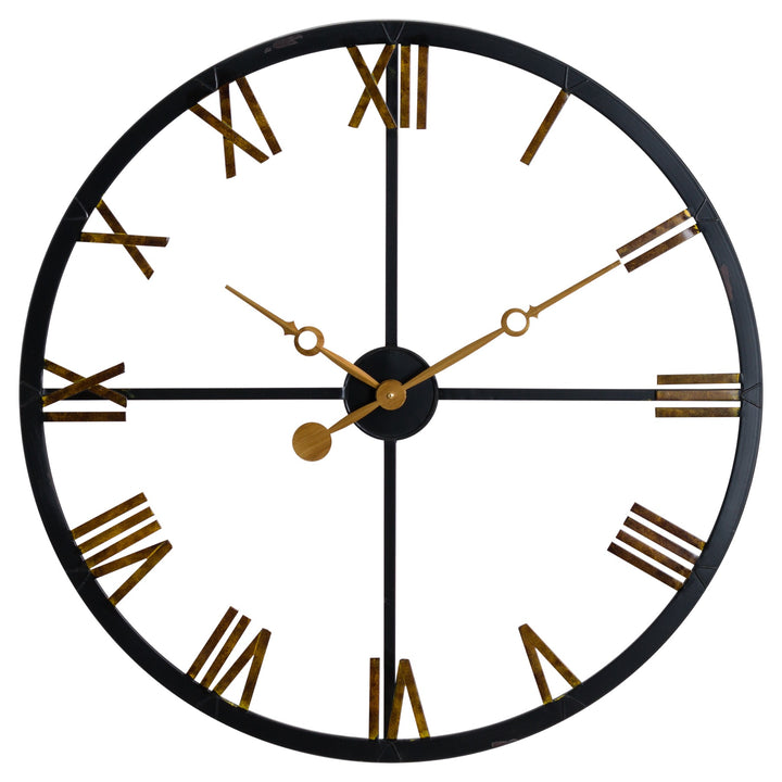 Distressed Skeleton Station Wall Clock Black & Gold