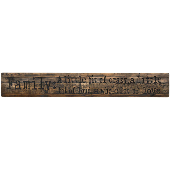 Large Rustic Family Message Wooden Plaque Wall Art Brown