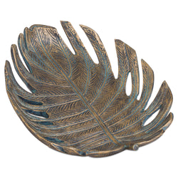 Antique Cheese Plant Leaf Dish Bronze