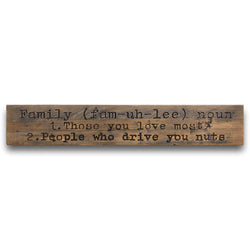 Small Rustic Family Message Wooden Plaque Wall Art Brown