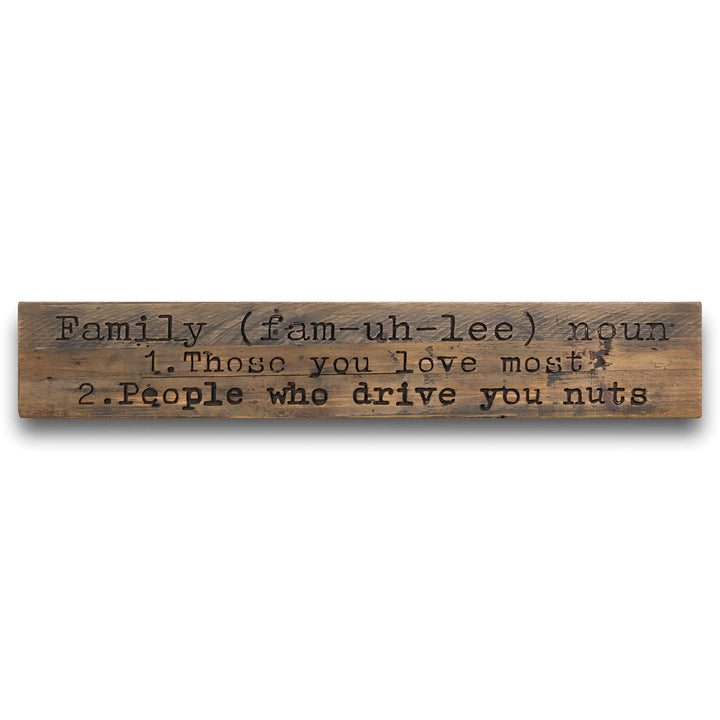 Small Rustic Family Message Wooden Plaque Wall Art Brown