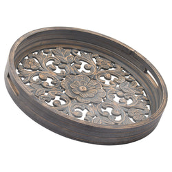 Set of 2 Carved Louis Tray Grey Wash