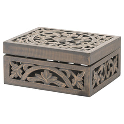 Lustro Carved Wooden Box Grey Wash