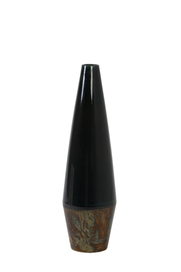 ISIDORO Ceramic Vase Dark Green & Copper