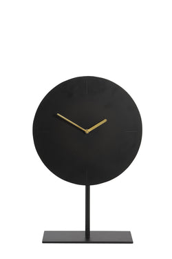 WAIWO Round Table Clock on Base Matte Black & Gold