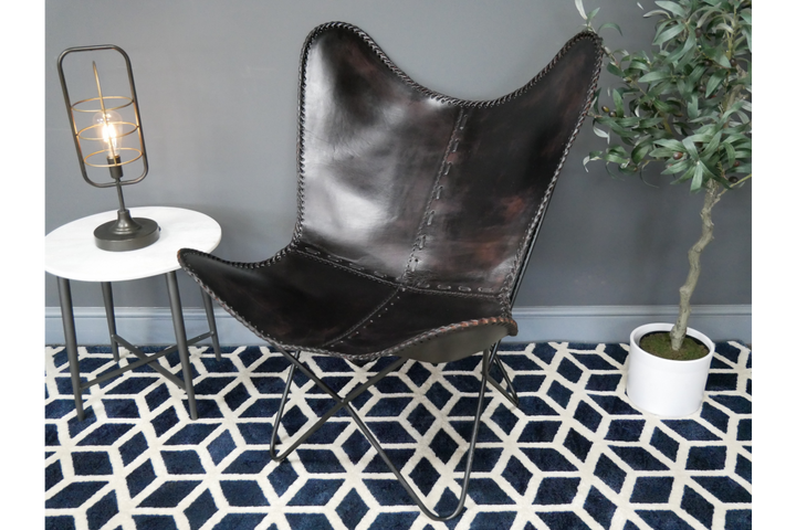 Leather Butterfly Chair Black