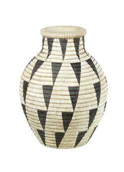 LIVORNO Zig Zag Patterned Vase Cream & Grey