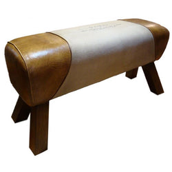 Genuine Leather & Canvas Bench Pommel Horse Style Paris Print