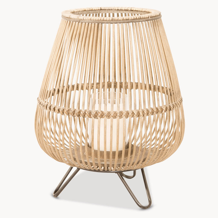 Bamboo Hurricane Table Lamp Candle Holder