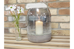 Large Hurricane Wooden Base Candle Holder