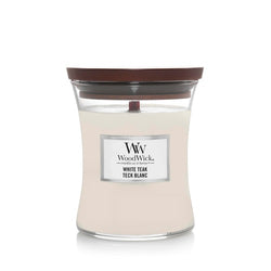 Woodwick White Teak Medium Hourglass Scented Candle