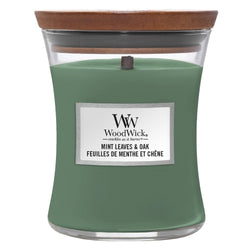 Woodwick Mint Leaves & Oak Medium Hourglass Scented Candle