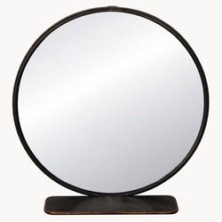 GRANVILLE Round Industrial Shelf Wall Mirror